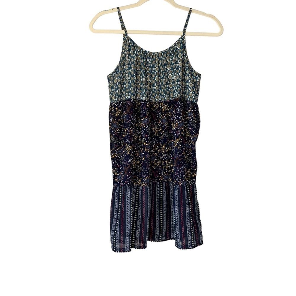 Mo:Vint New York navy floral paisley ruffle tiered sundress.‎ Size M